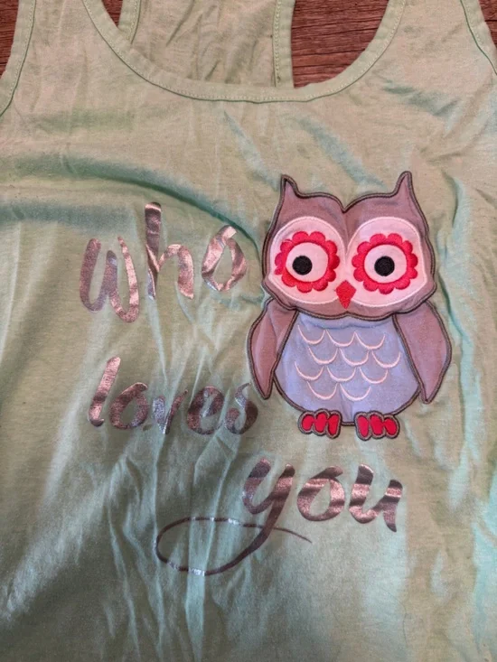 Bobbie Brooks Mint Tank Top with Owl Patch - Picture 2 of 4